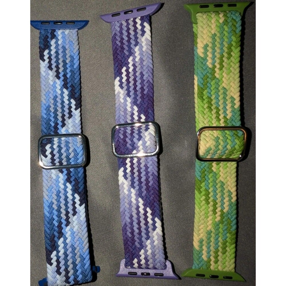Braided Nylon Loop Apple Watch Bands 42 44 45mm Multicolor Blue Purple Green New - Picture 3 of 6